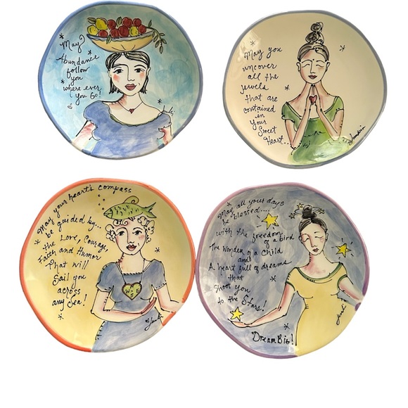 Julia Junkin Studio Dream Big Pottery Decor Display Plate Signed 8” - Picture 5 of 5